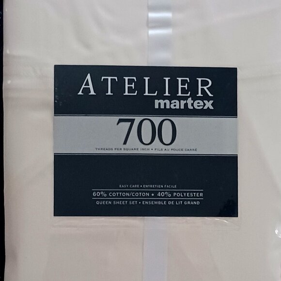 Queen Sheet Set - Atelier Martex ,700 Count 60% Cotton, 40% Polyester, Ivory - Picture 1 of 4